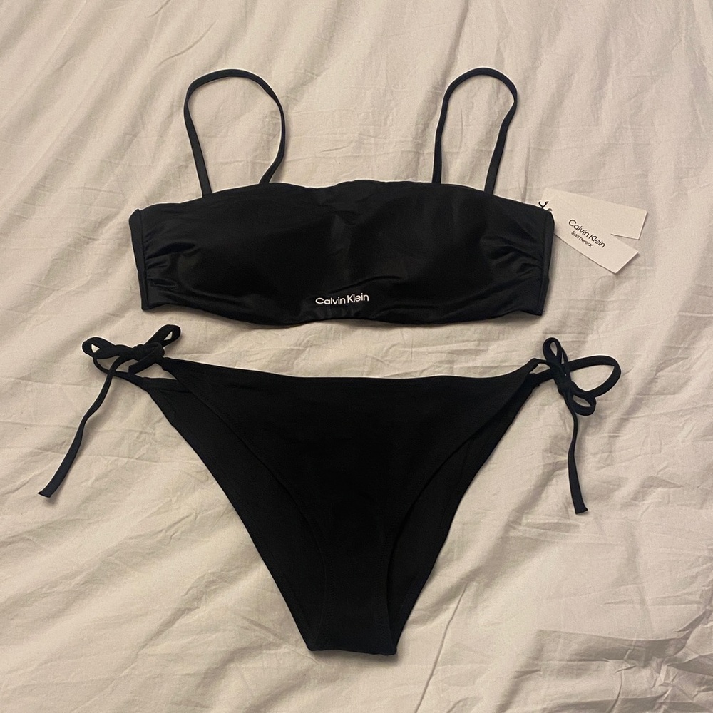 Calvin Klein 2pc Black Bandeau Bikini & Bottoms